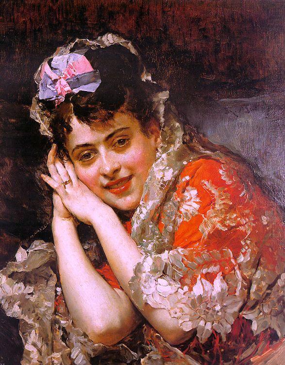 The Model Aline Masson with a White Mantilla,   Raimundo de Madrazo y  Garreta